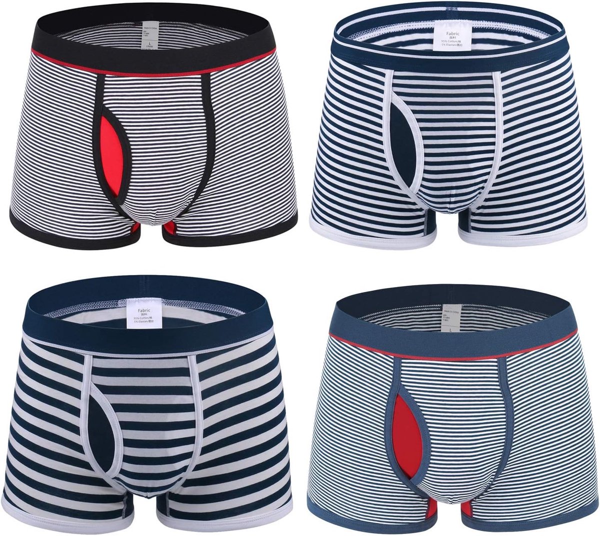 Heren Boxerslips Katoen Gestreept Multipack Ademend Comfortabele Stretch Onderbroek