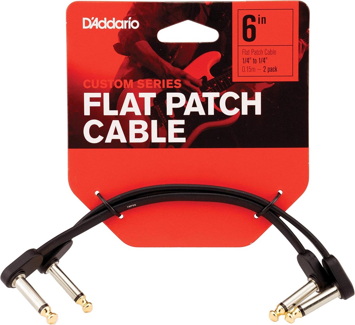 Set van 2 Platte Gitaar Patchkabels 15.2 cm - Haakse Stroomkabel voor Pedalen