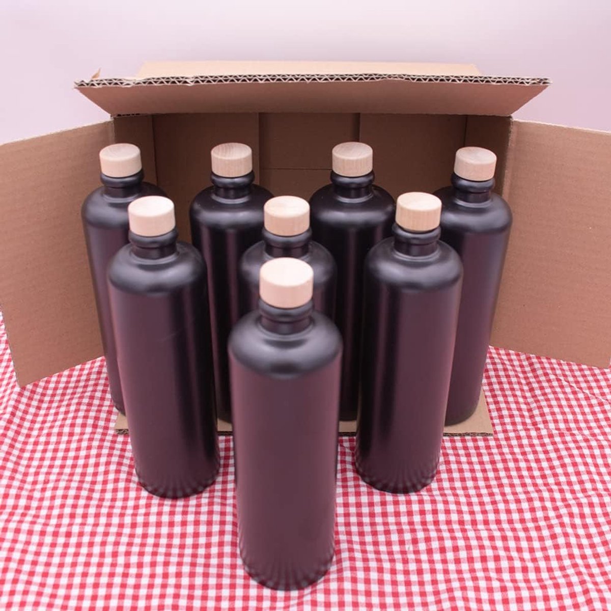 Set van 6 Kruiken van 500 ml met Kurkdeksel - Ideaal voor Kruiden & Specerijen Opslag