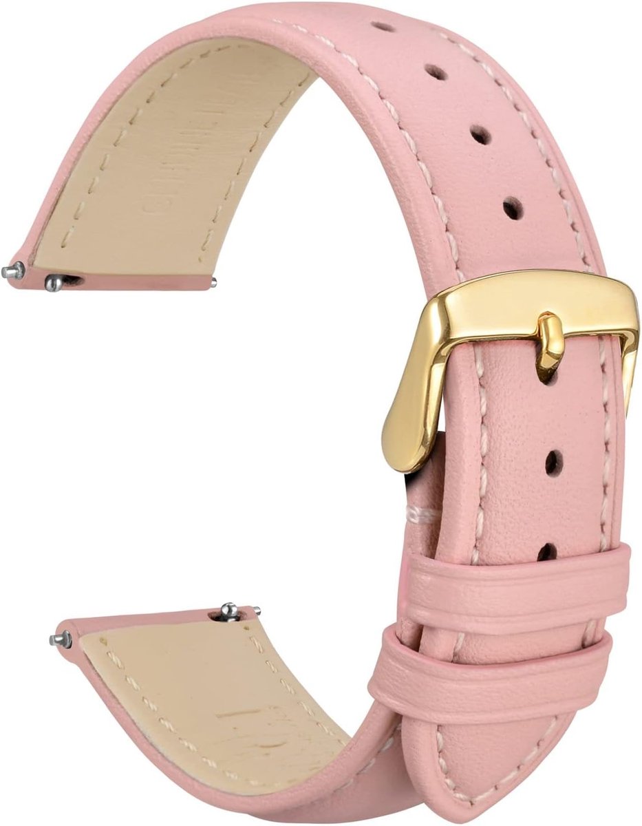 Dames Horlogeband - Echt Leer - Horloge Vernieuwen - Snelsluiting - 22mm - Roze