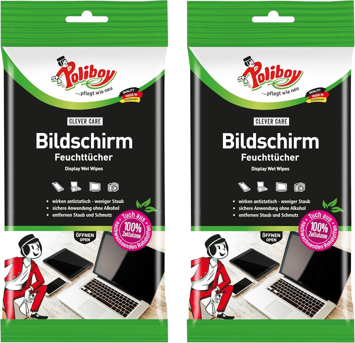 2x Vochtig Schermdoekjes voor Displays, Laptops en Monitoren - 30 Stuks