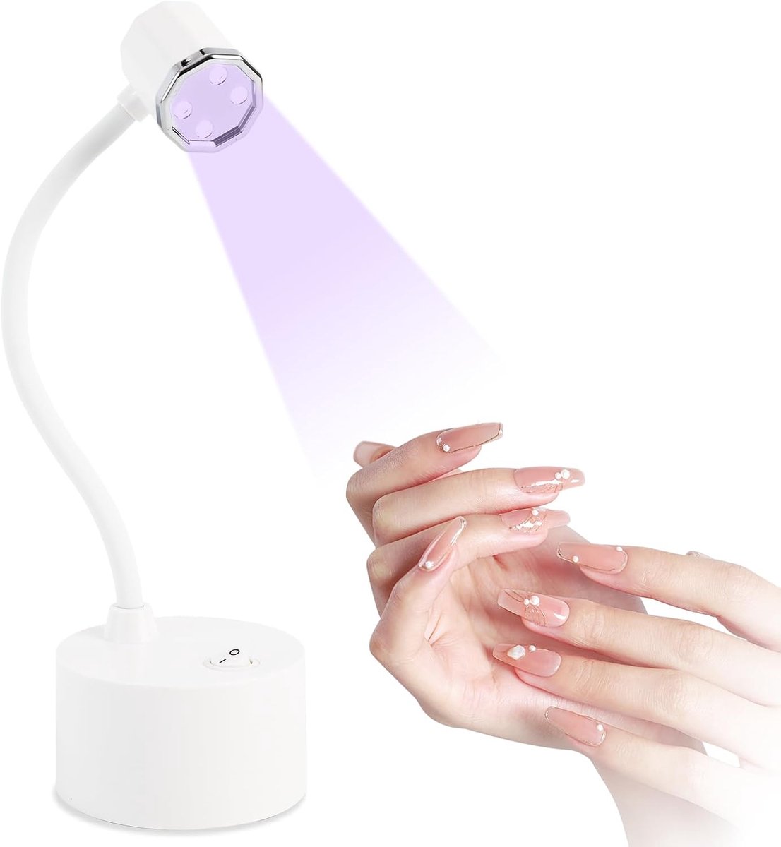 Touch Nagellamp - Mini UV LED - Thuis Manicure - Oplaadbaar Draadloos - Zwanenhals - Wit