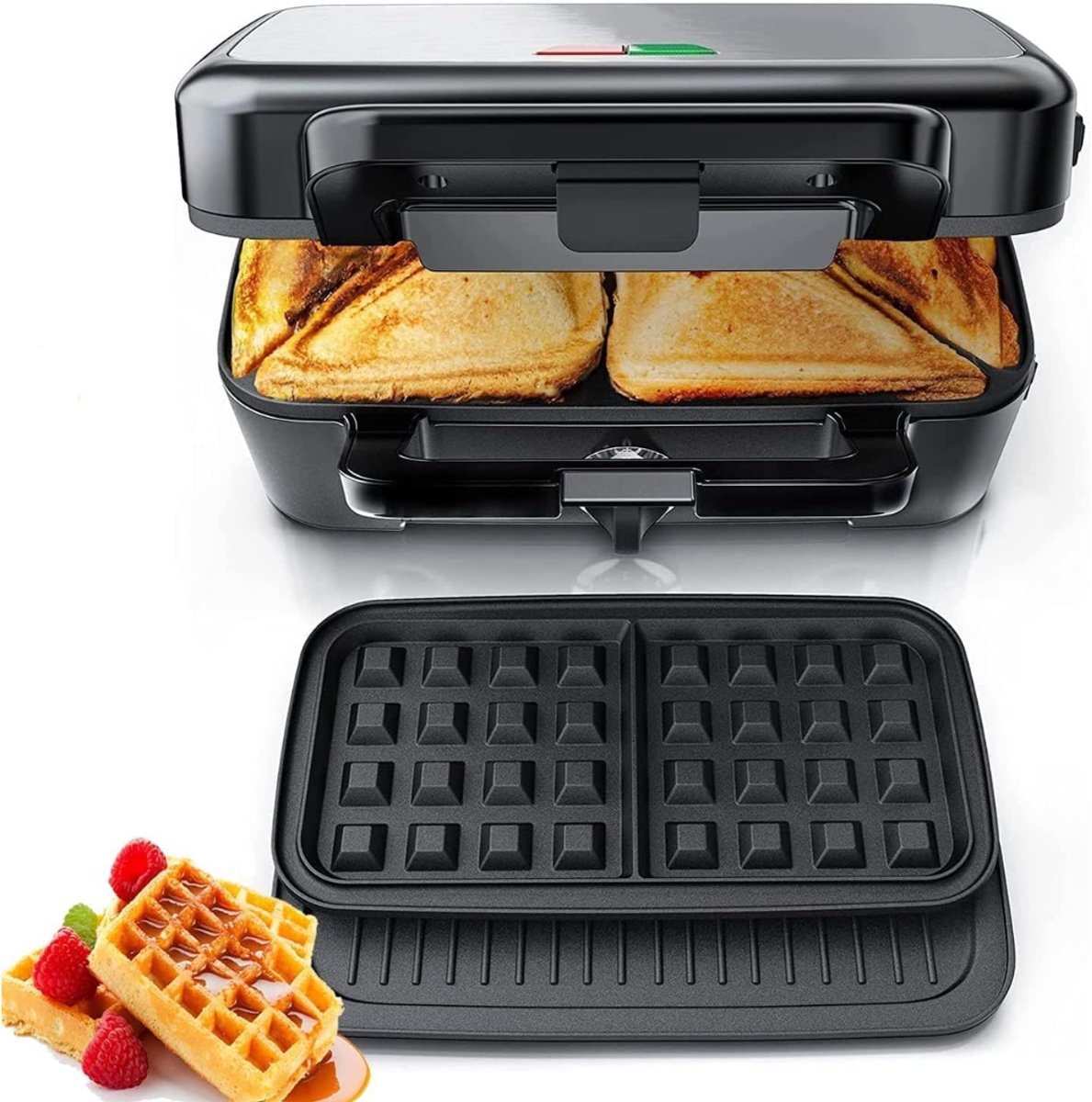 REN® Wafelijzer met verwisselbare platen - Wafelijzer - Zwart - ‎29cmx 23cm x 12cm; 3.45 kg
