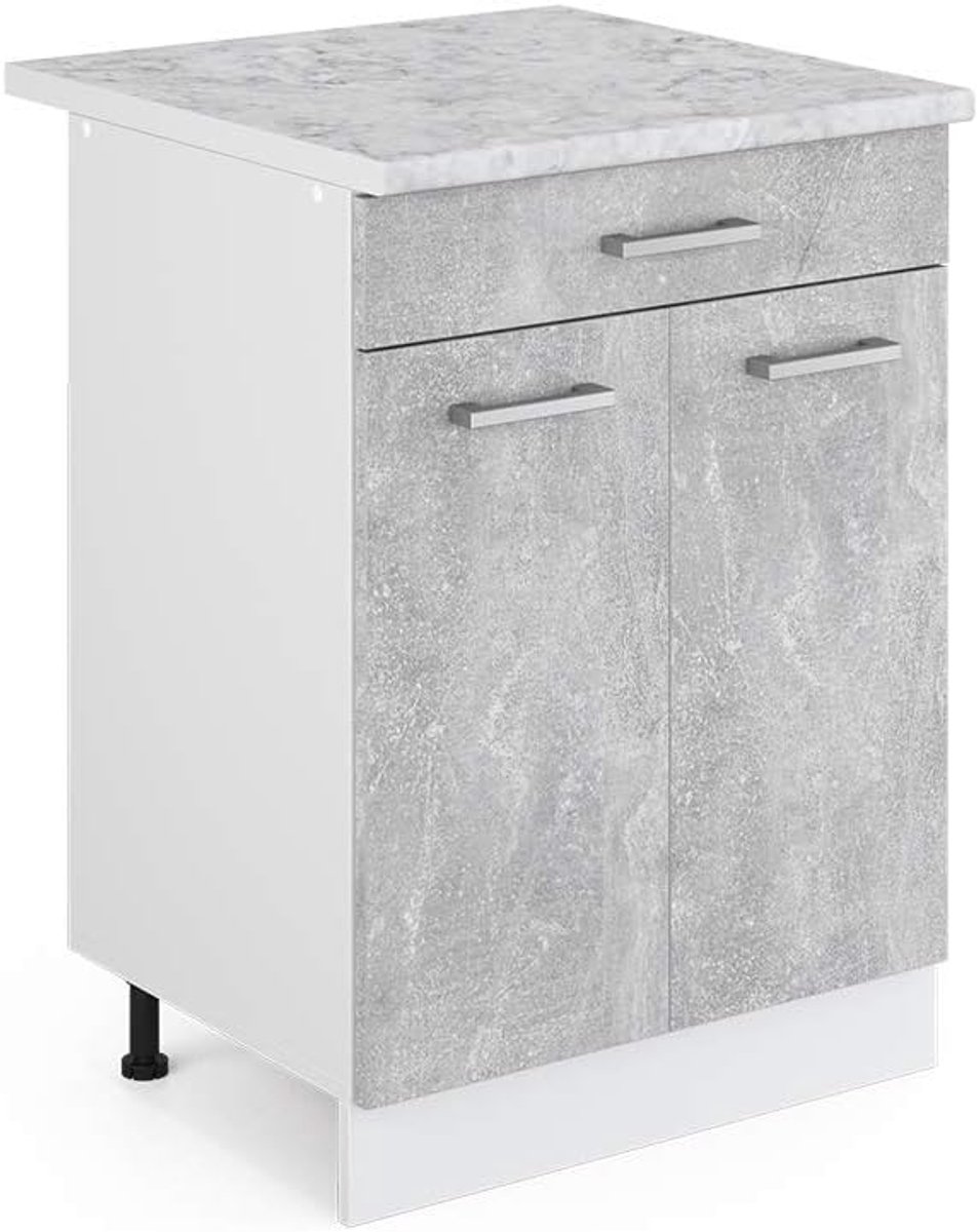 Keukenkast Module met Lade en Werkblad, Serie R-Line, Betonlook of Wit