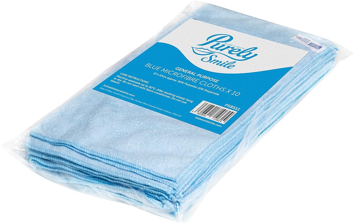 Set van 10 Microvezeldoeken Blauw 40x40cm voor Grondige Reiniging