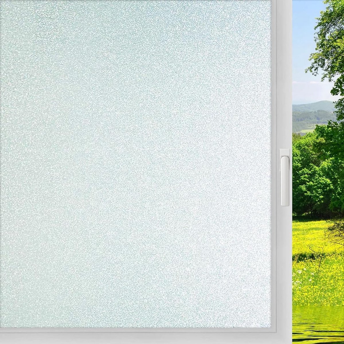 Statische Raamfolie met Bladpatroon - Regenboogeffect & Privacy - 30x200 cm