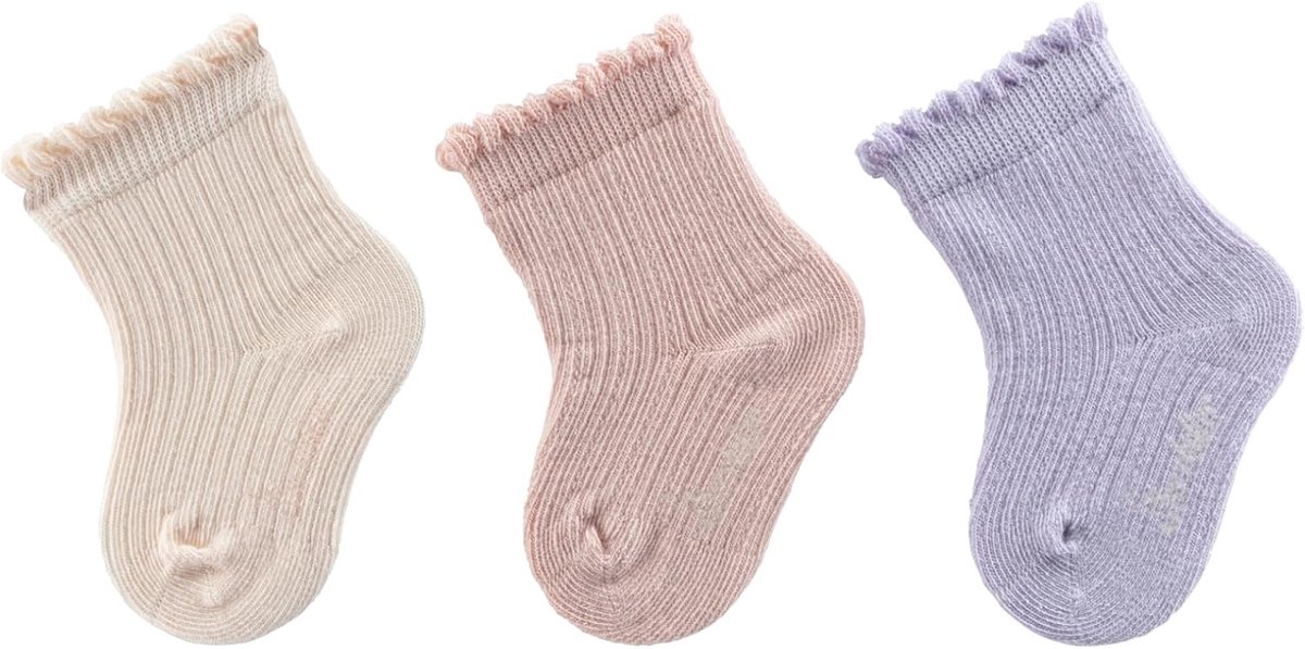 3-Pack Babysokken Structuur Meisjes Katoen Zacht en Warm
