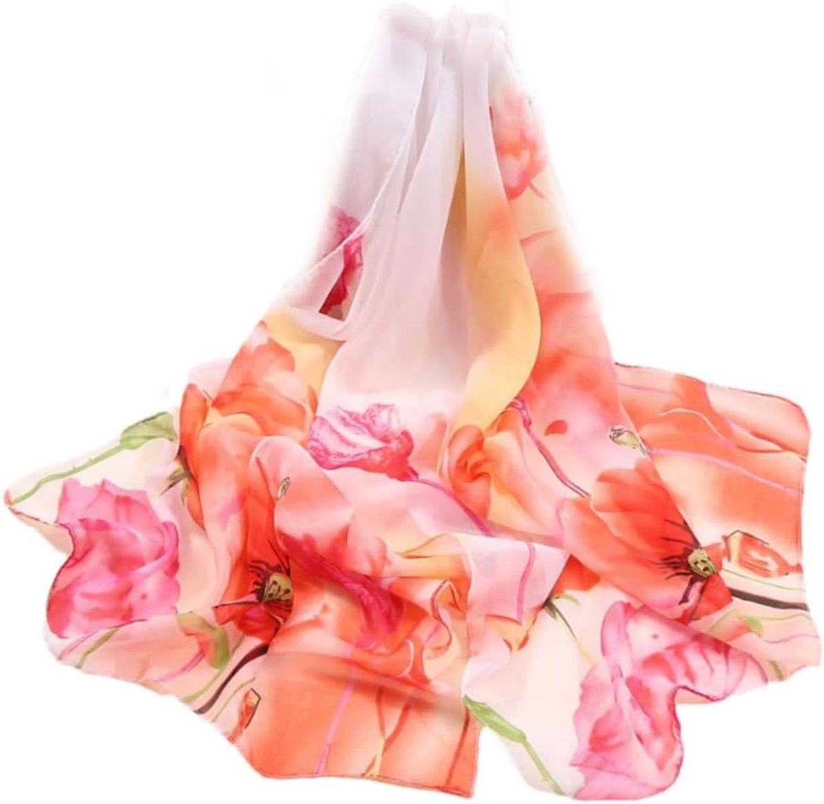 Chiffon Sjaal - Lange Wraps - Strand Decoratie - Dun Zacht Materiaal - 135-175cm - Bloemenprint