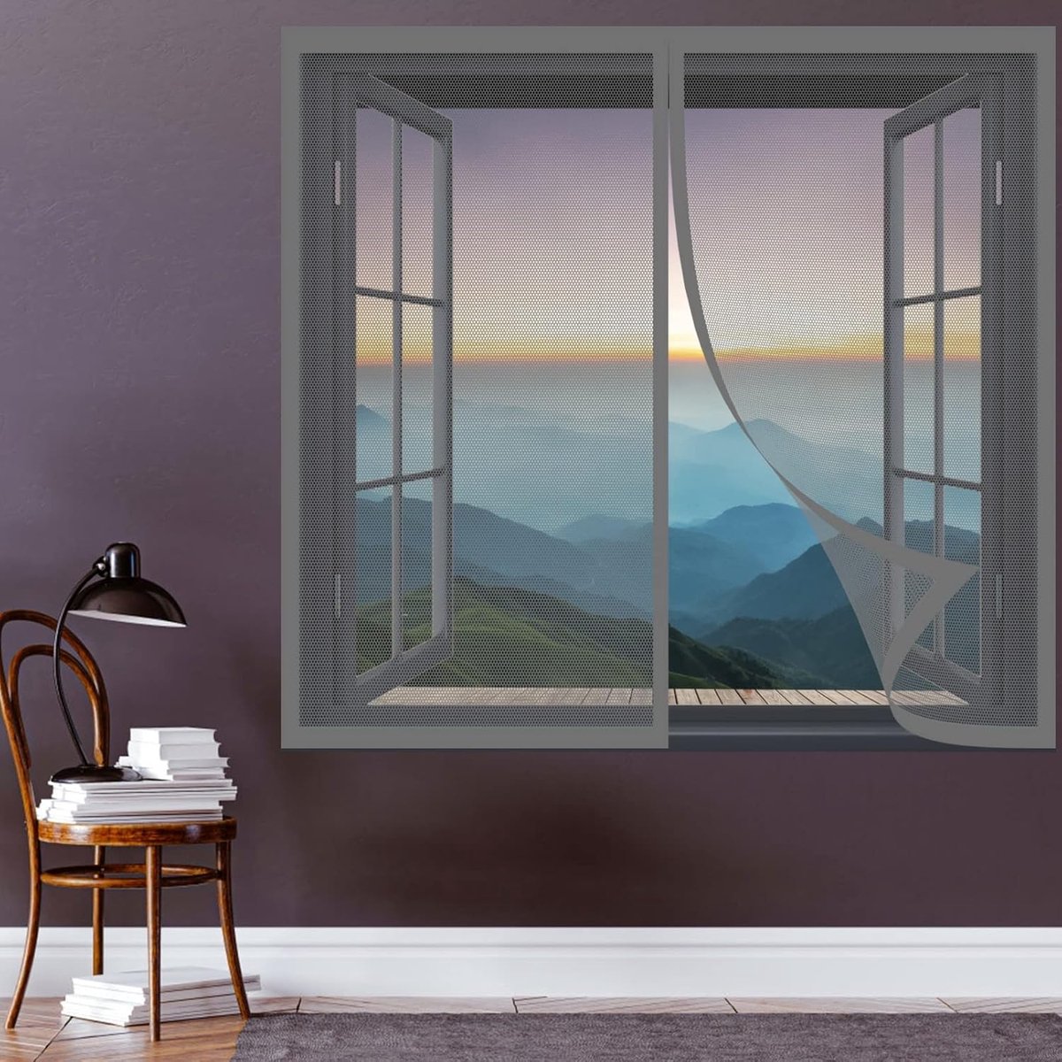 Magnetisch Hor voor Raam 140x70 cm - Muggenhor Insectenhor Grijs - Eenvoudige Montage