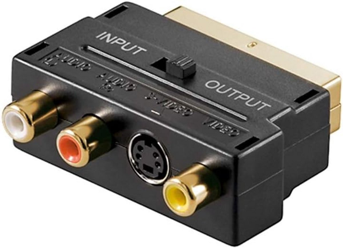 Scart Adapter naar 3x RCA en S-Video Aansluiting