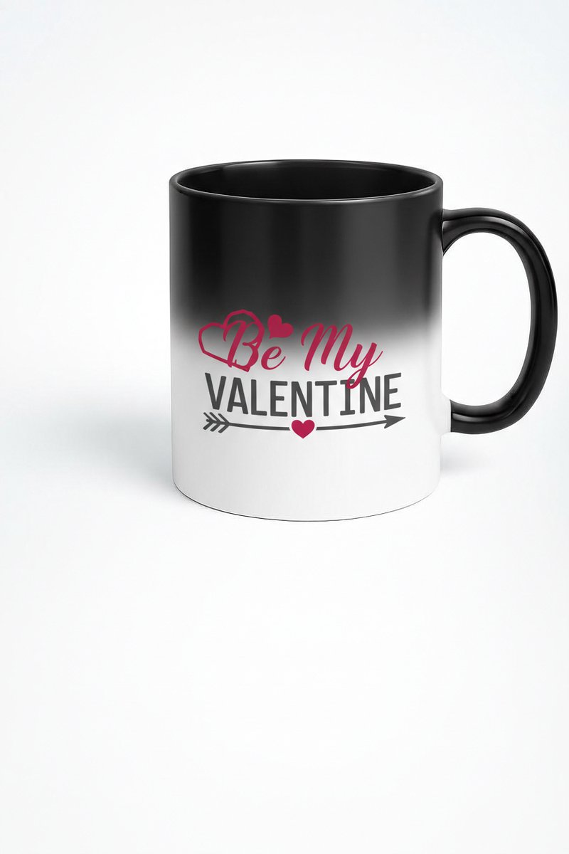 Valentijn Magic Mok 'Be My Valentine' - Warmtegevoelige Mok met Hartjes Design