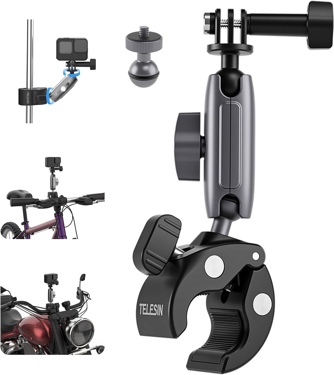 Universele Fiets Stuurklem voor Actiecamera's Aluminium Bevestiging