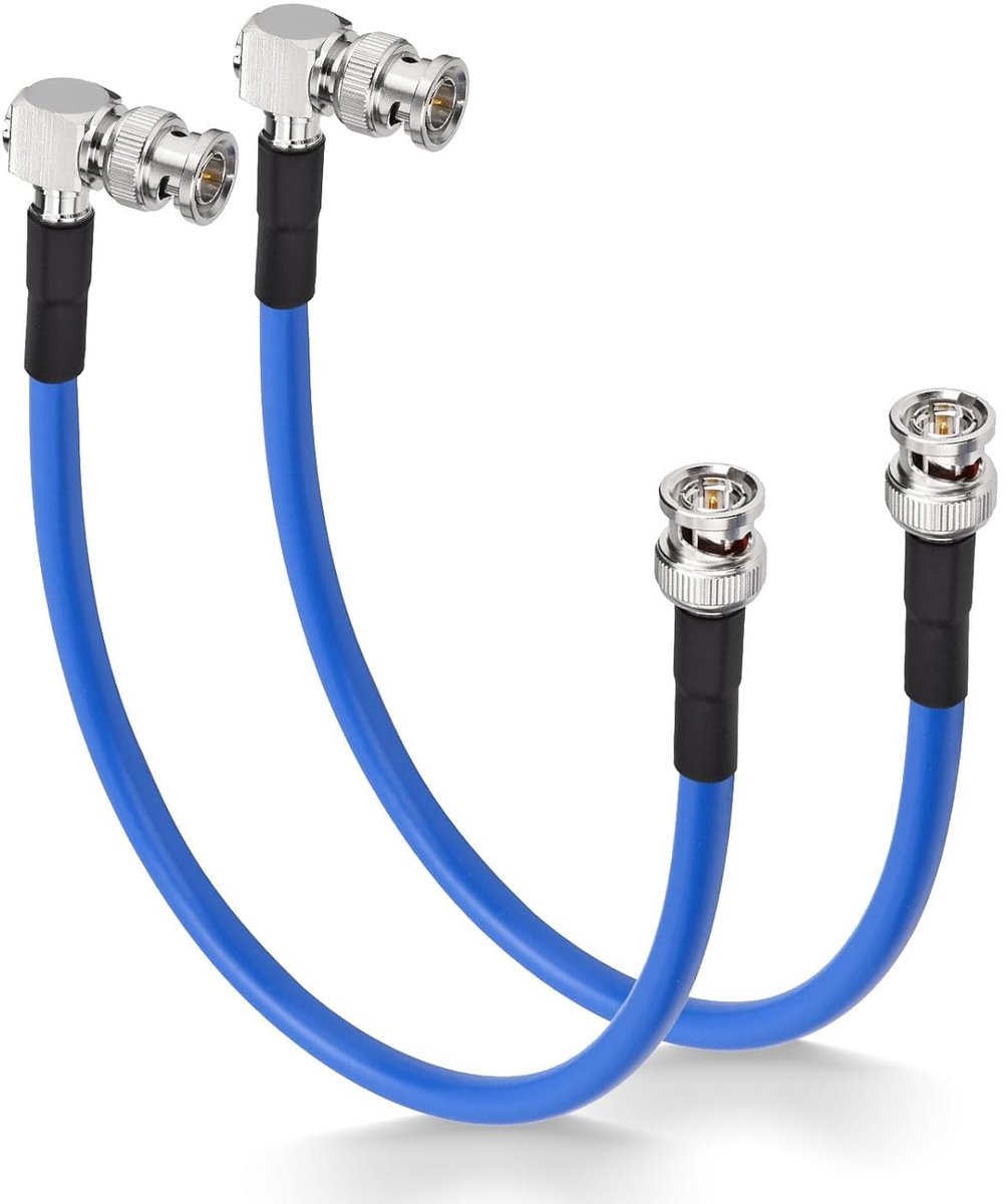 2-Pack BNC SDI Videokabel 30 cm - Rechte Hoek voor 3G/6G/12G CCTV Camera's en DVR