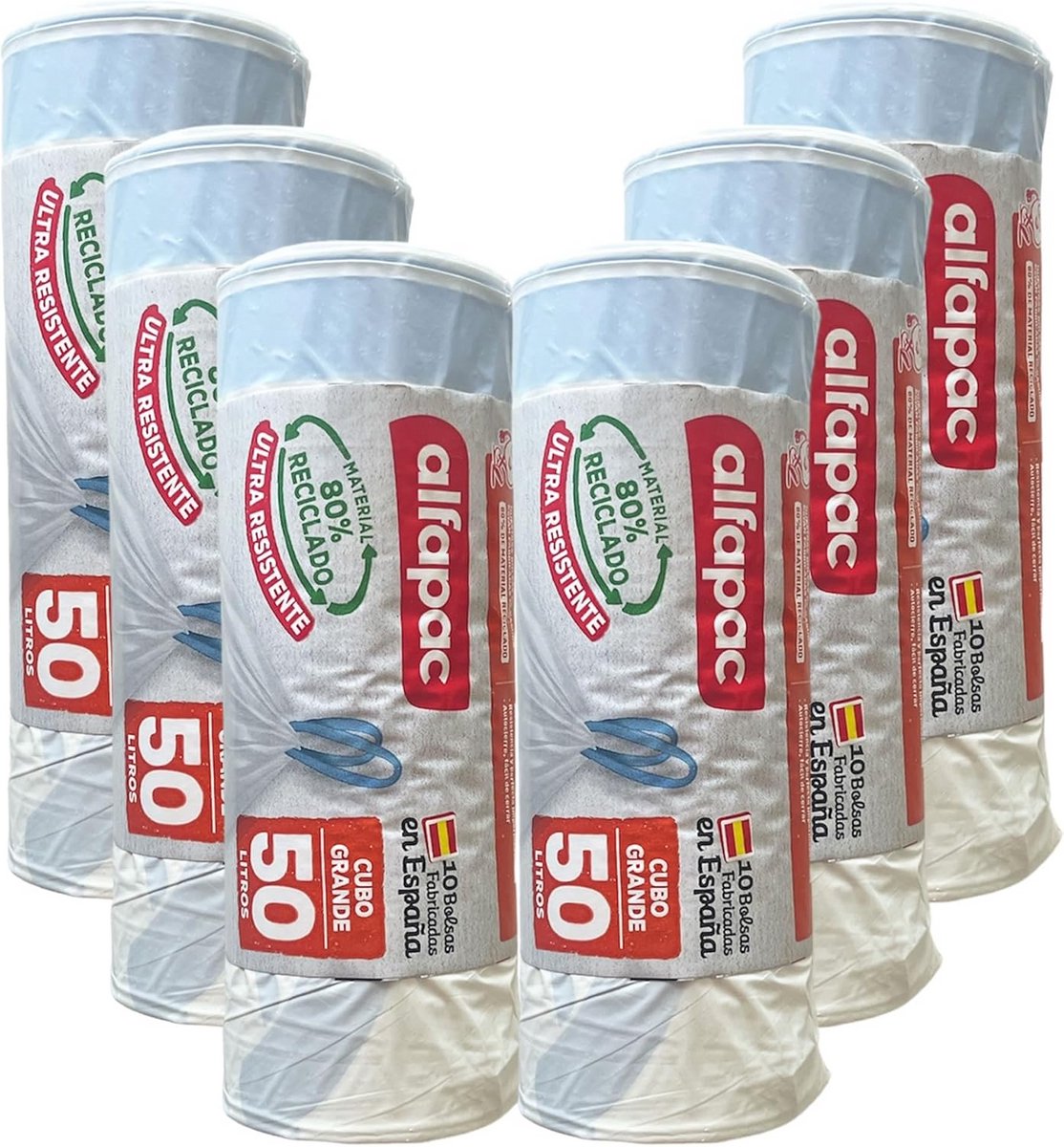 Vuilniszakken 50L - 6 Rollen (90 Stuks) - 80% Gerecycled & Stevig Drie-Laags