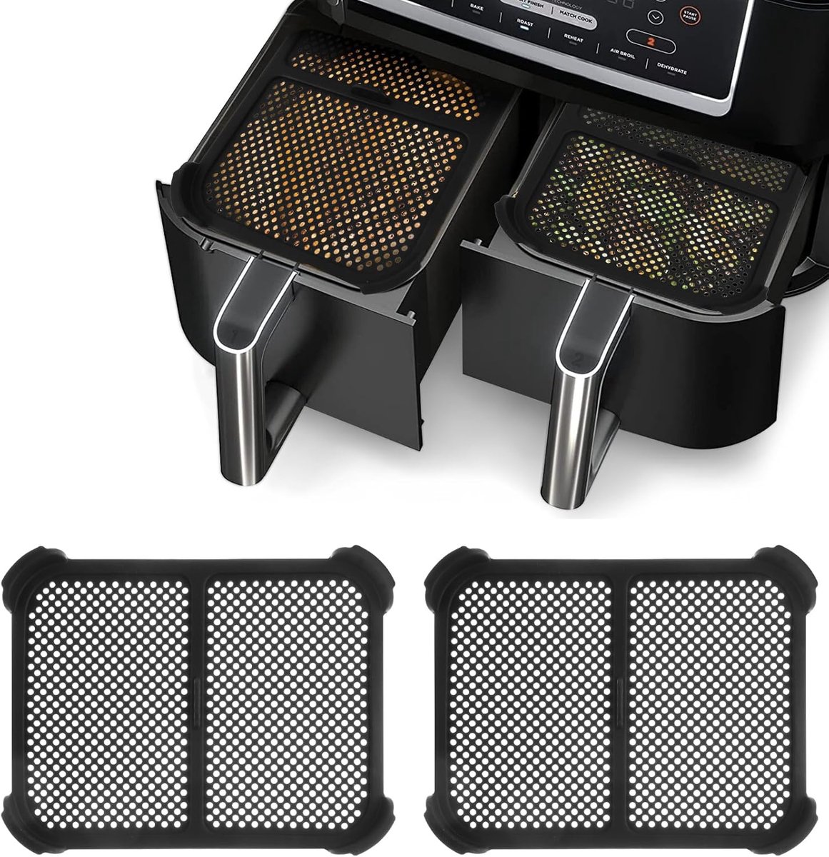 2 stuks Spatbeschermer voor airfryer - geschikt voor Ninja Foodi Max Dual Zone AF400 & AF45 - siliconen - effectieve vetspatbeschermer - herbruikbaar