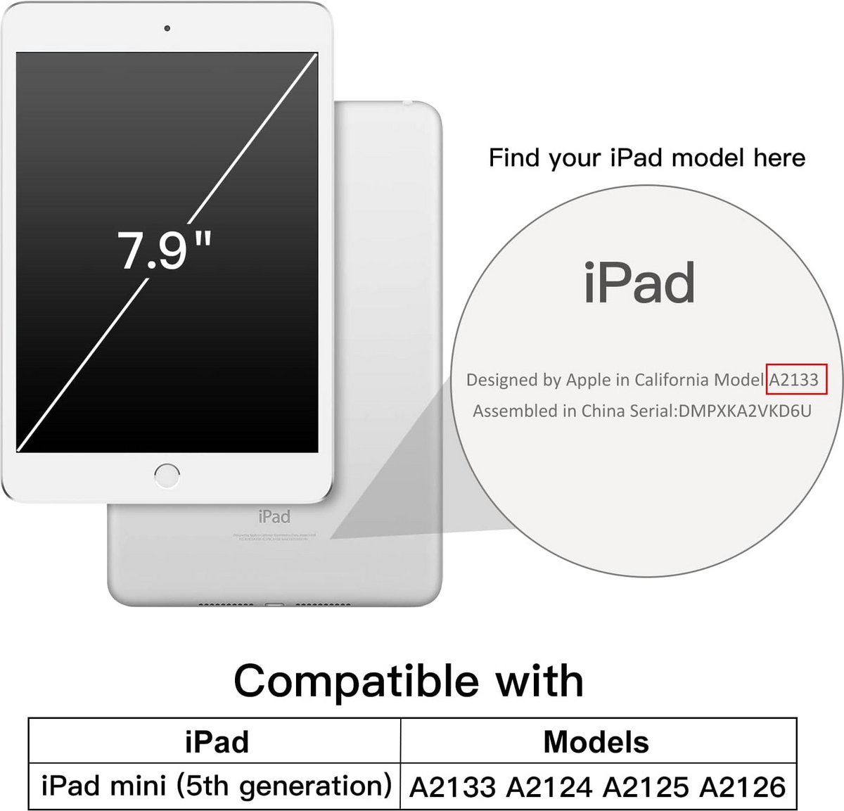 Hoesje voor iPad mini 5 (2019 / 5e Generatie) met Auto Sleep/Wake Functie - Donkerblauw