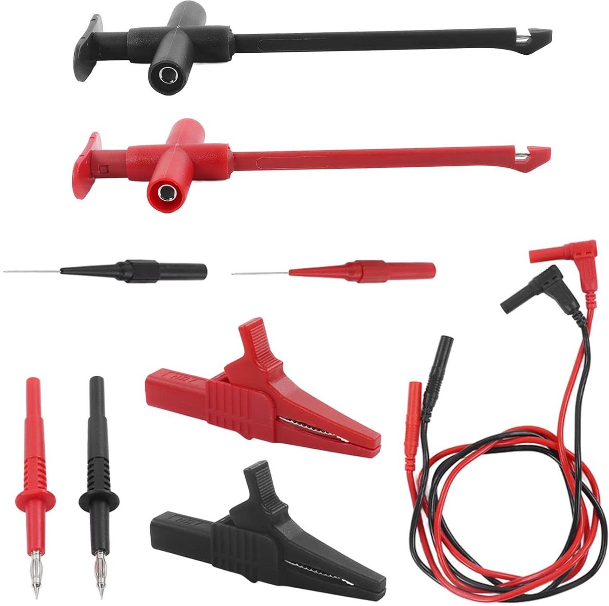 Allecto Multimetertestkit - Premium Testtips en Pluggen - Koperen Testtips - 19A Maximale Stroom - Flexibel PVC PA-materiaal - Brede Toepassing voor Autodiagnostiek