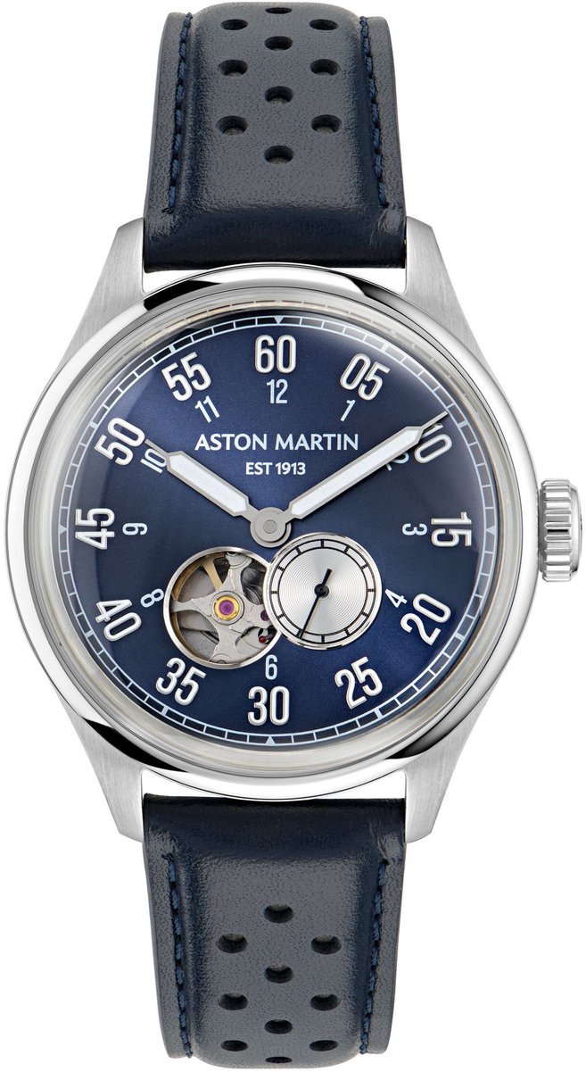 Aston Martin Aml Timeless TS1 MTTS1F502 Horloge - Leer - Blauw - Ø 41 mm