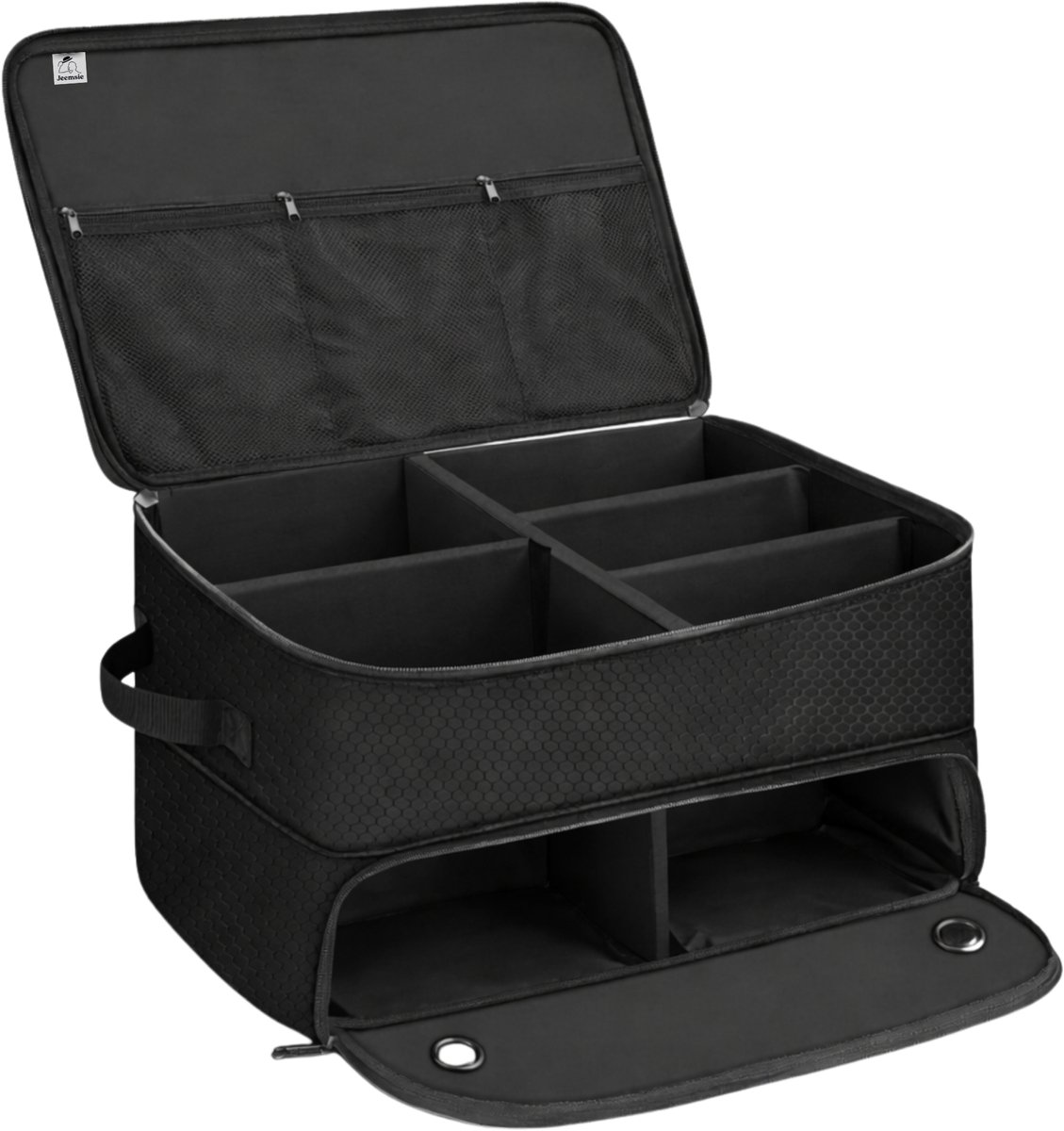Golf Organizer Tas voor Kofferbak – Golf Accessoire Opbergbox met Schoenenvak – Waterafstotende Golf Opbergtas met Verstelbare Vakken – Golf Cadeau voor Heren & Dames – Zwart