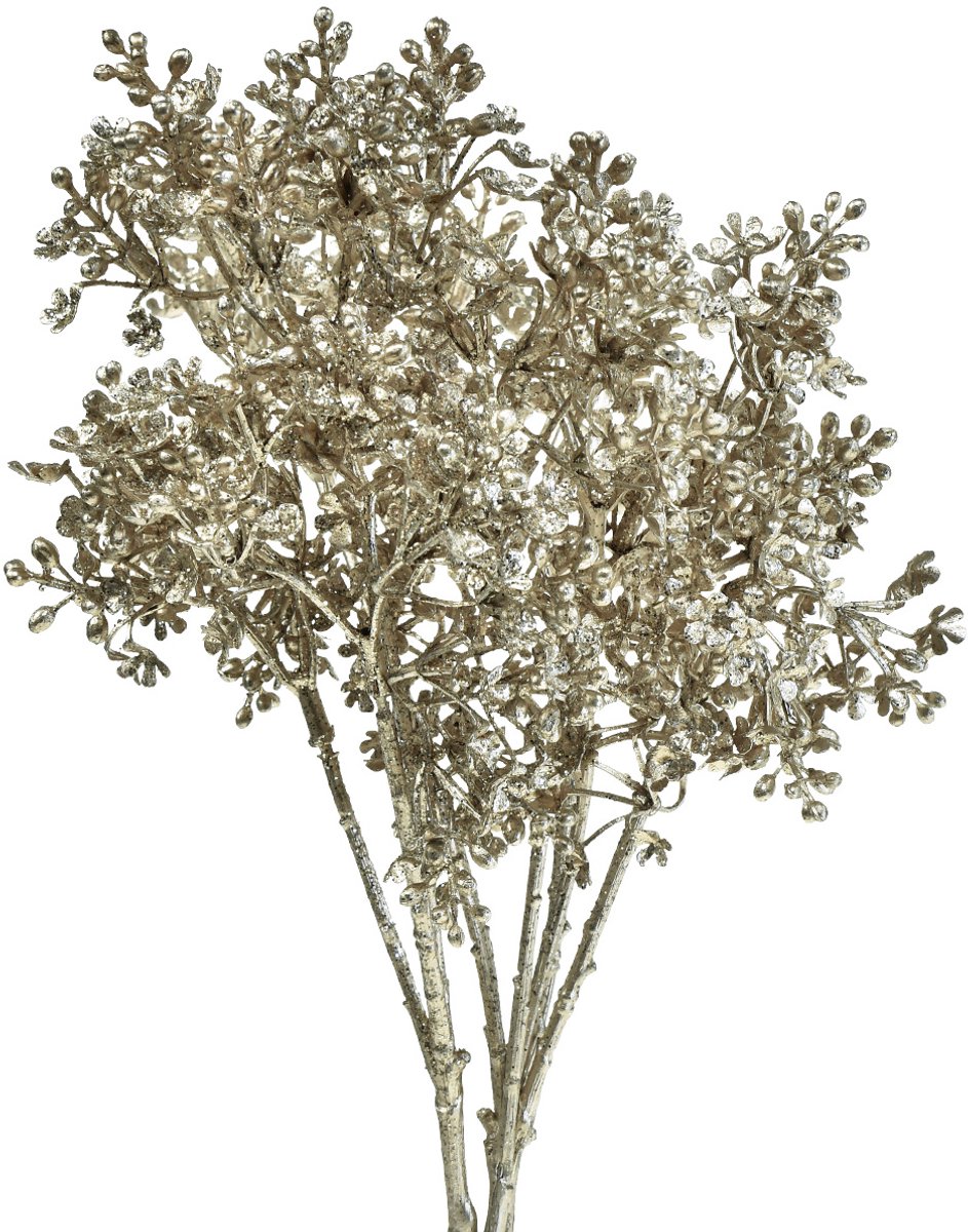 Viana Gipskruid Gypsophila Kunstplanten Metallic L38cm 3st zilver