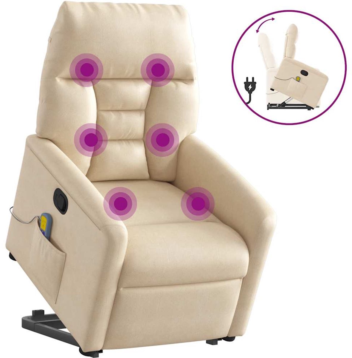 vidaXL Sta-op-massagestoel - verstelbaar - microvezelstof - beige