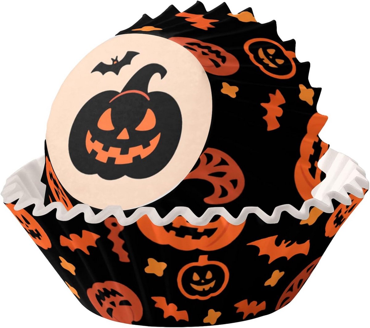 100 Stuks Halloween Cupcakevormpjes Zwart Pompoen Bakvormpjes