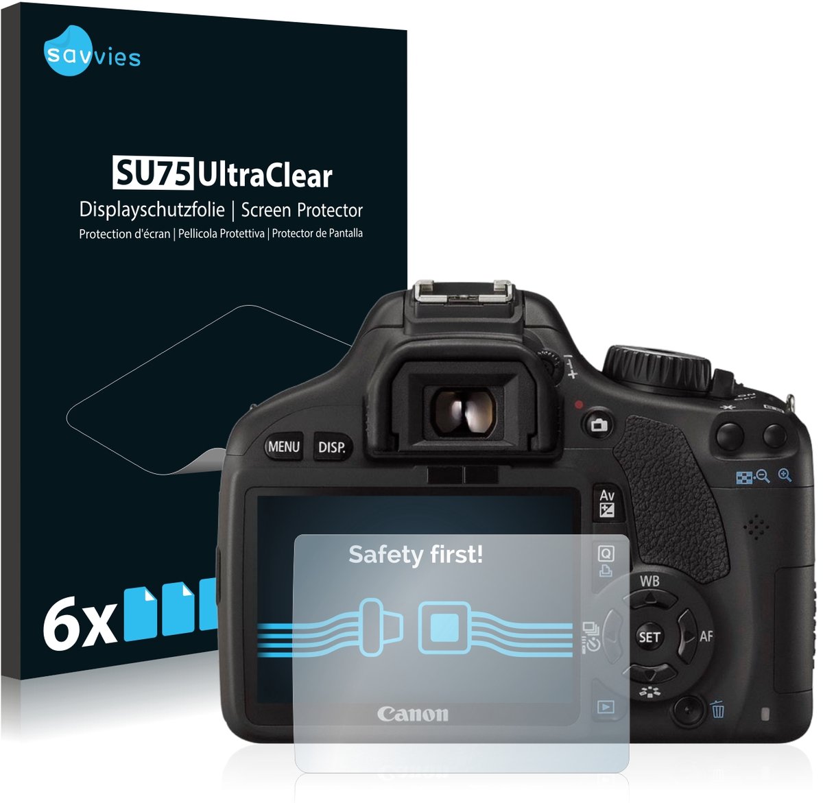 Savvies - Screenprotector voor Canon EOS 550D - Folie Beschermfolie transparant 6 Stuks