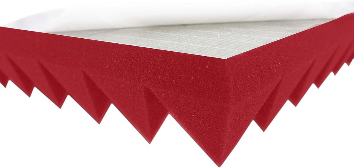 Zelfklevend Akoestisch Schuim Piramide Rood/Roze Geluidsisolatie 49x49x5 cm
