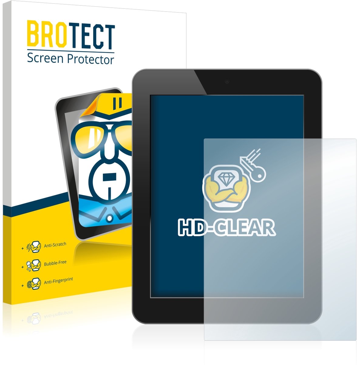 BROTECT - Screenprotector voor Standaardmaten met 8.9 inch Schermen [195 mm x 114 mm, 1:2] - Folie Beschermfolie transparant - 2 Stuks
