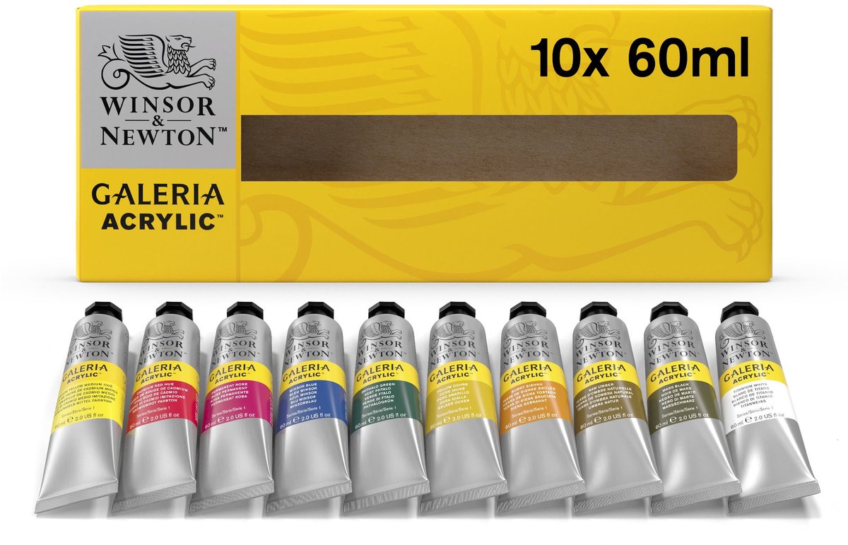 Winsor & Newton 2190517 Galeria Acrylverf Set – 10 × 60 ml – Acrylverf voor Beginners & Kunstenaars