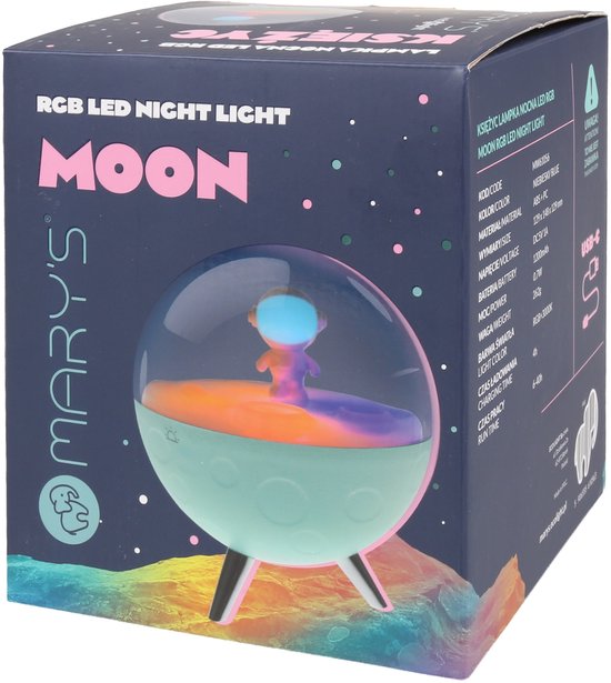 Mary's LED nachtlampje maan blauw, lampje voor kinderkamer, USB regelbare RGB verlichting van Mary's — afbeelding 5