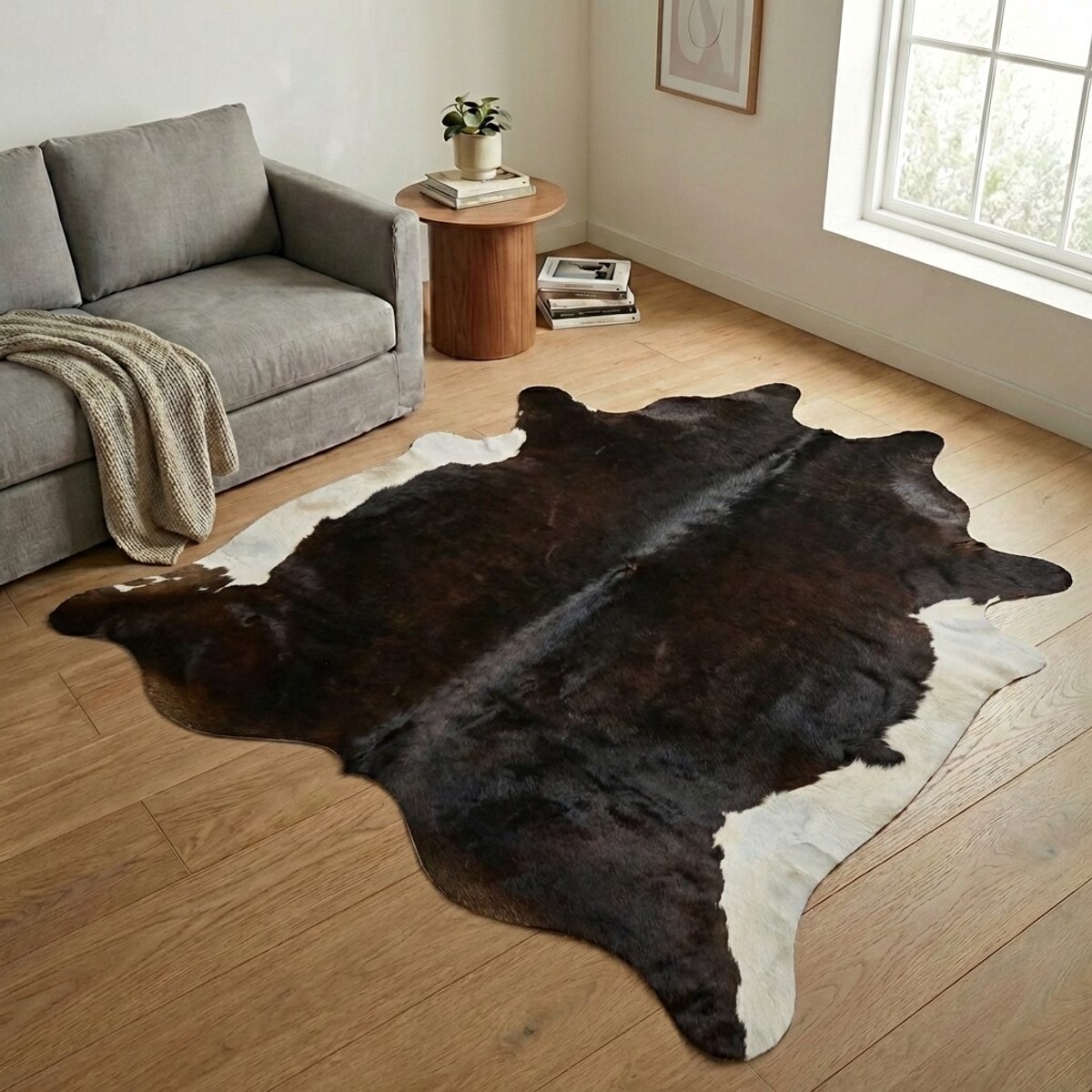 Koeienhuid Vloerkleed XL (Groot) - Zwart-wit - 227 x 222 cm - Koeienkleed / Koeienvel / Dierenvel / Dierenhuid / Koehuid Tapijt