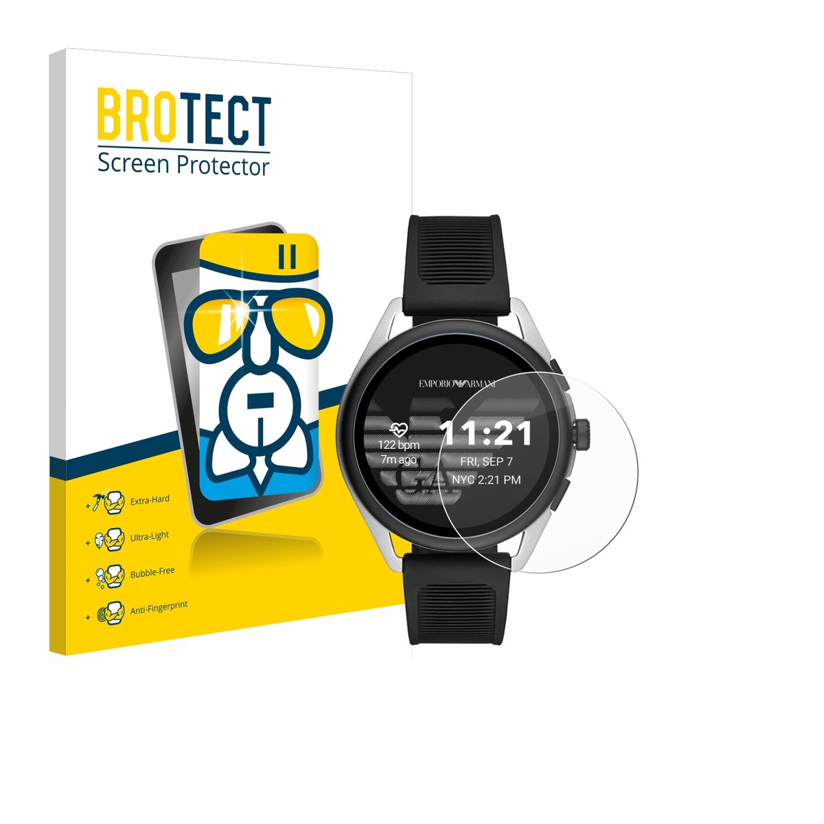 Screenprotector voor Emporio Armani Connected Smartwatch 3 Beschermglas transparant