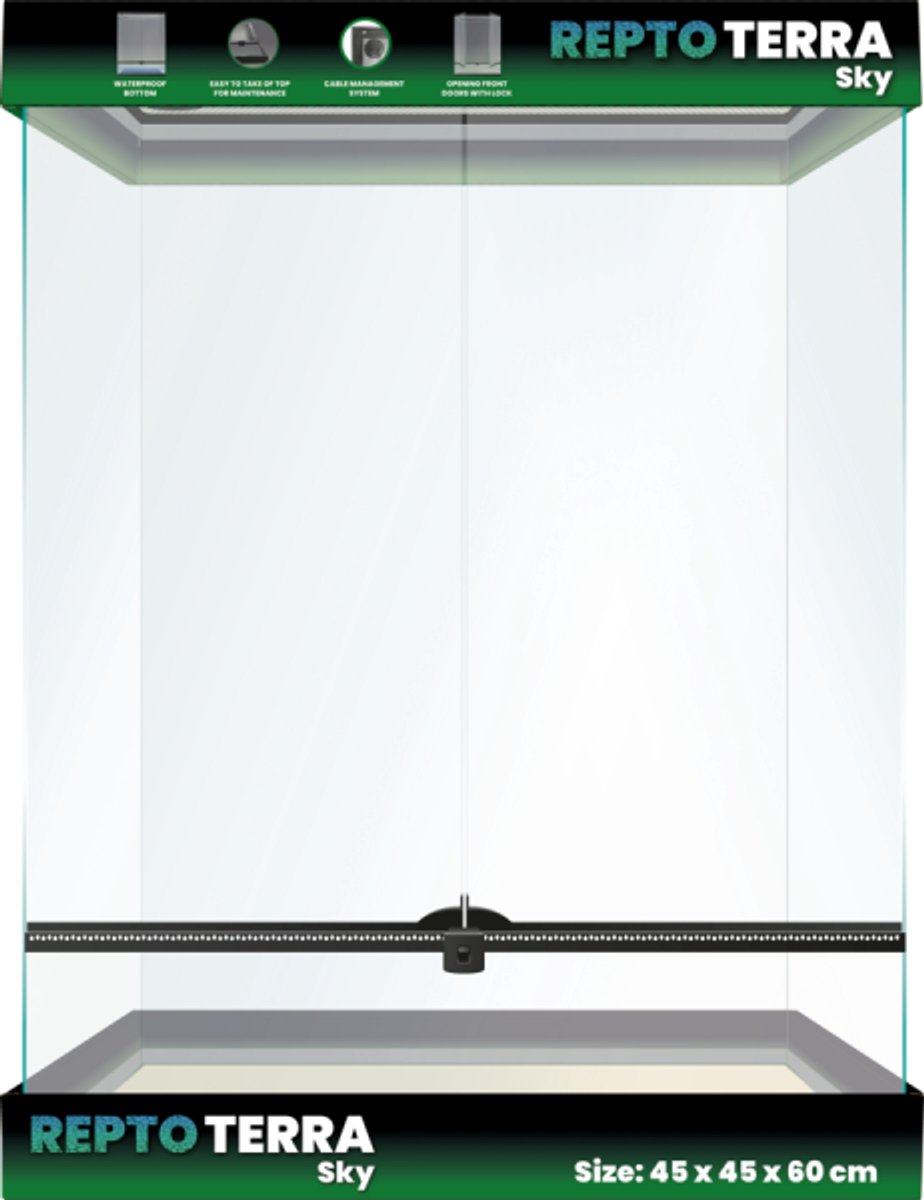 Repto Terra Sky | Glas terrarium Sky 45 x 45 x 60 cm voor reptielen en amfibieën