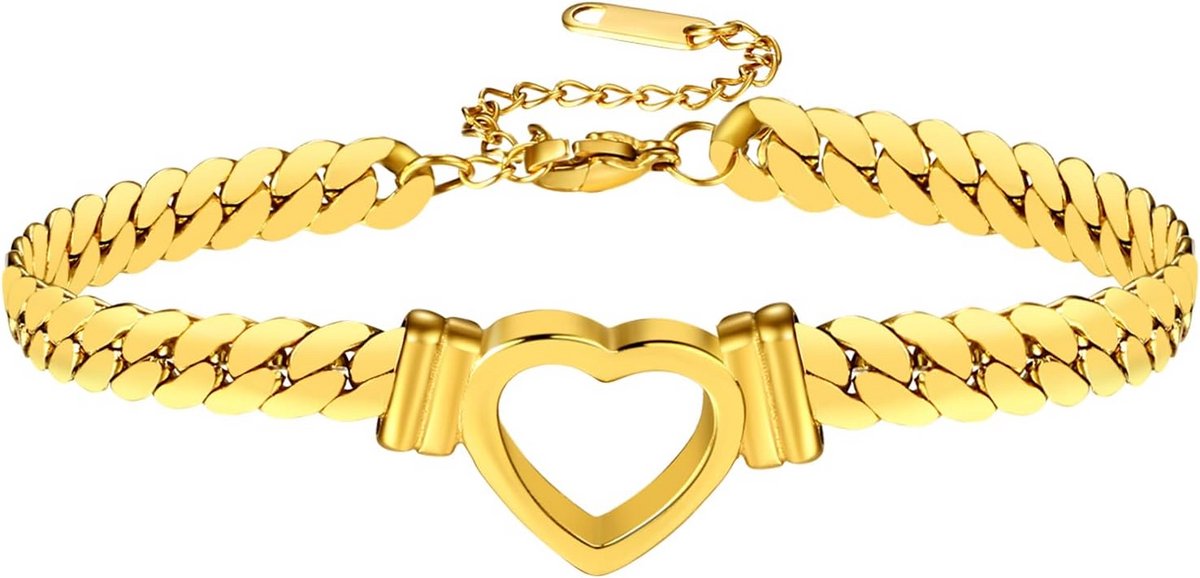 Heren en Dames Halsketting met Hartvormige Hanger van Roestvrij Staal