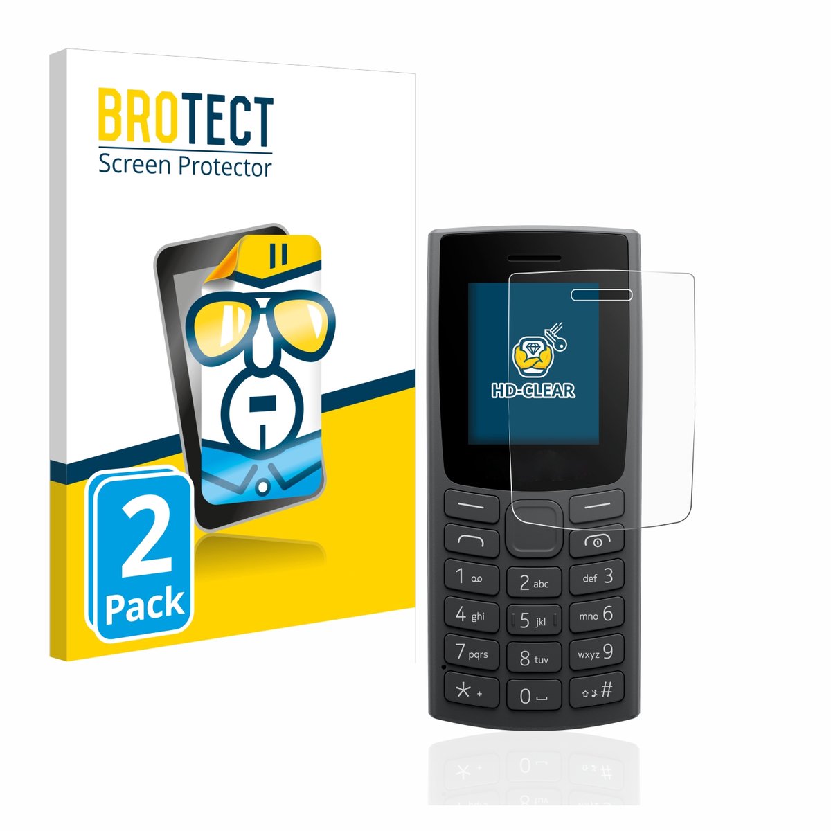 BROTECT - Screenprotector voor Nokia 105 (2023) - Folie Beschermfolie transparant 2 Stuks