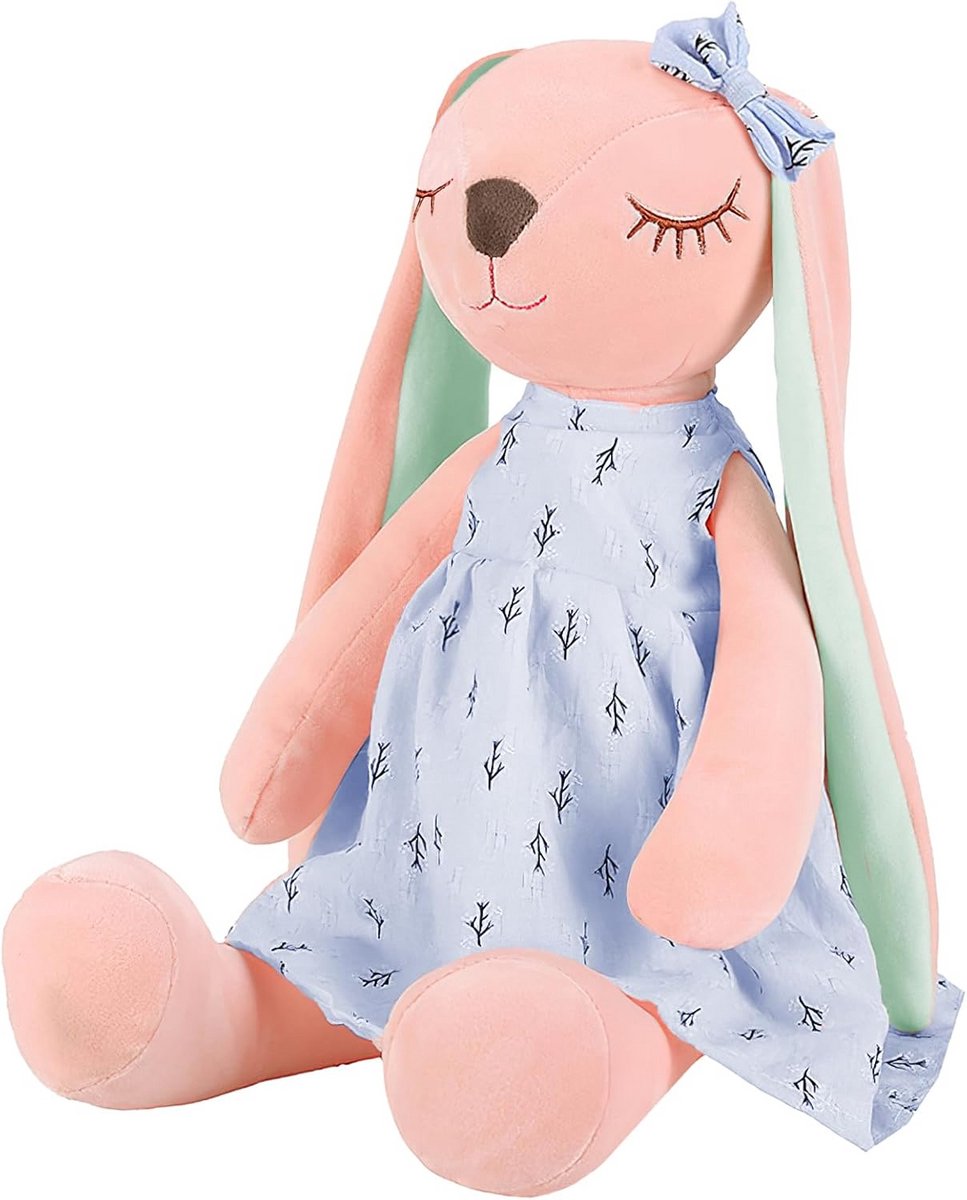 Grote Blauwe Pluchen Haas Knuffel met Slappe Oren (35 cm) - Zacht Speelgoed voor Baby's en Meisjes