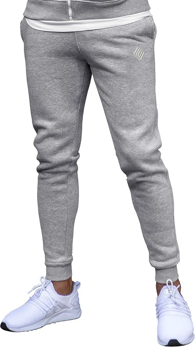 Heren Slim Fit Joggingbroek Fleece Jogger met Elastische Taille en Manchetten
