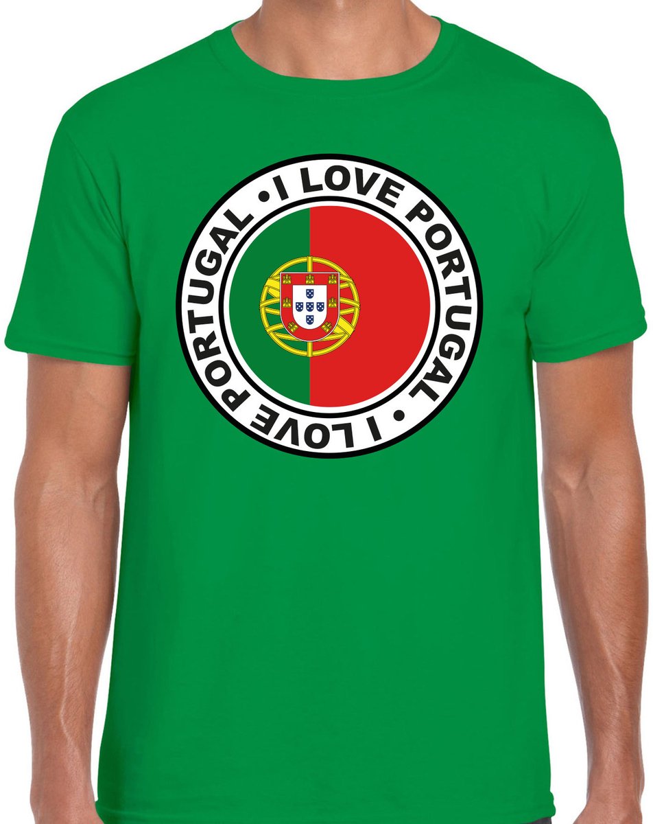 Bellatio Decorations Verkleed T-shirt voor heren - I love Portugal - groen - voetbal supporter - themafeest L