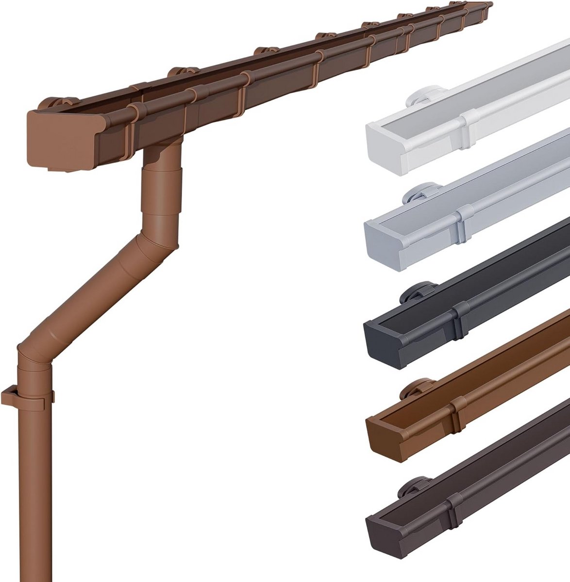 Regengoot Set voor Tuinhuis 68mm, Rechthoekig, 5 Meter Bruin