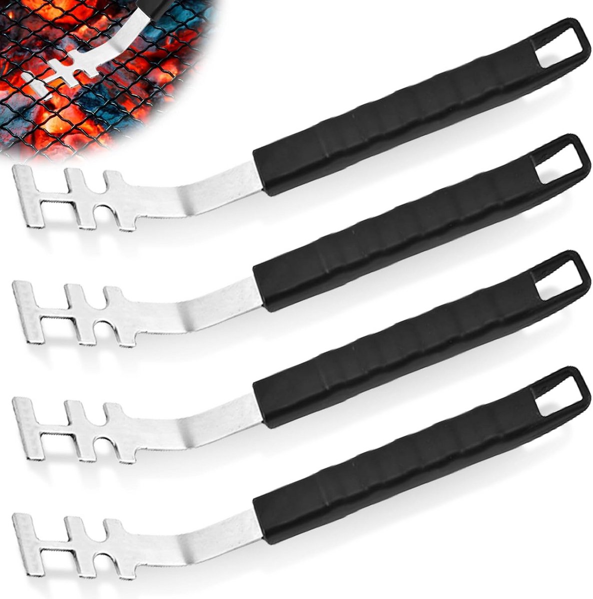 4-Delige Universele Grillrooster Lift met Hittebestendig Handvat voor BBQ