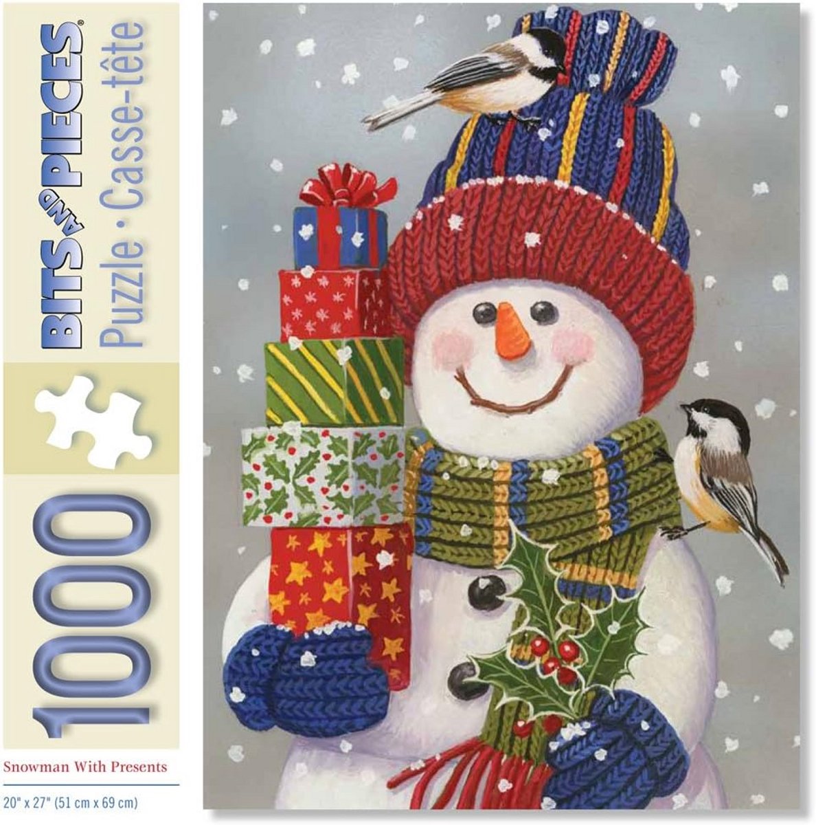 1000 Stukjes Legpuzzel: Wintertafereel met Sneeuwpop en Cadeaus - Voor Volwassenen en Familie