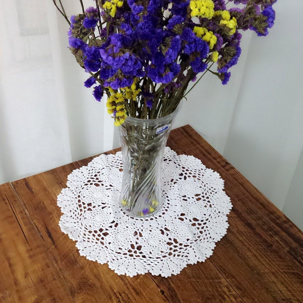 Ronde Handgemaakte Gehaakte Tafelkleed Doilies Katoen Wit 40 cm