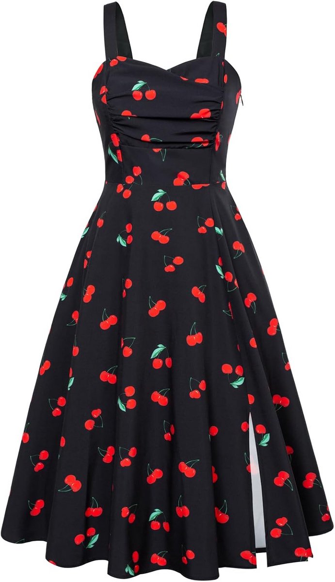 Vintage Midi Jurk Dames Jaren '50 Mouwloze A-lijn Cocktailjurk