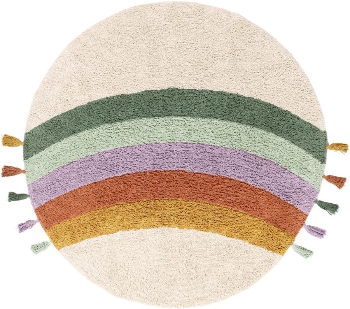 Ronde Kinder Vloerkleed Ø 100 cm Regenboogprint - Machinewasbaar & Veilig