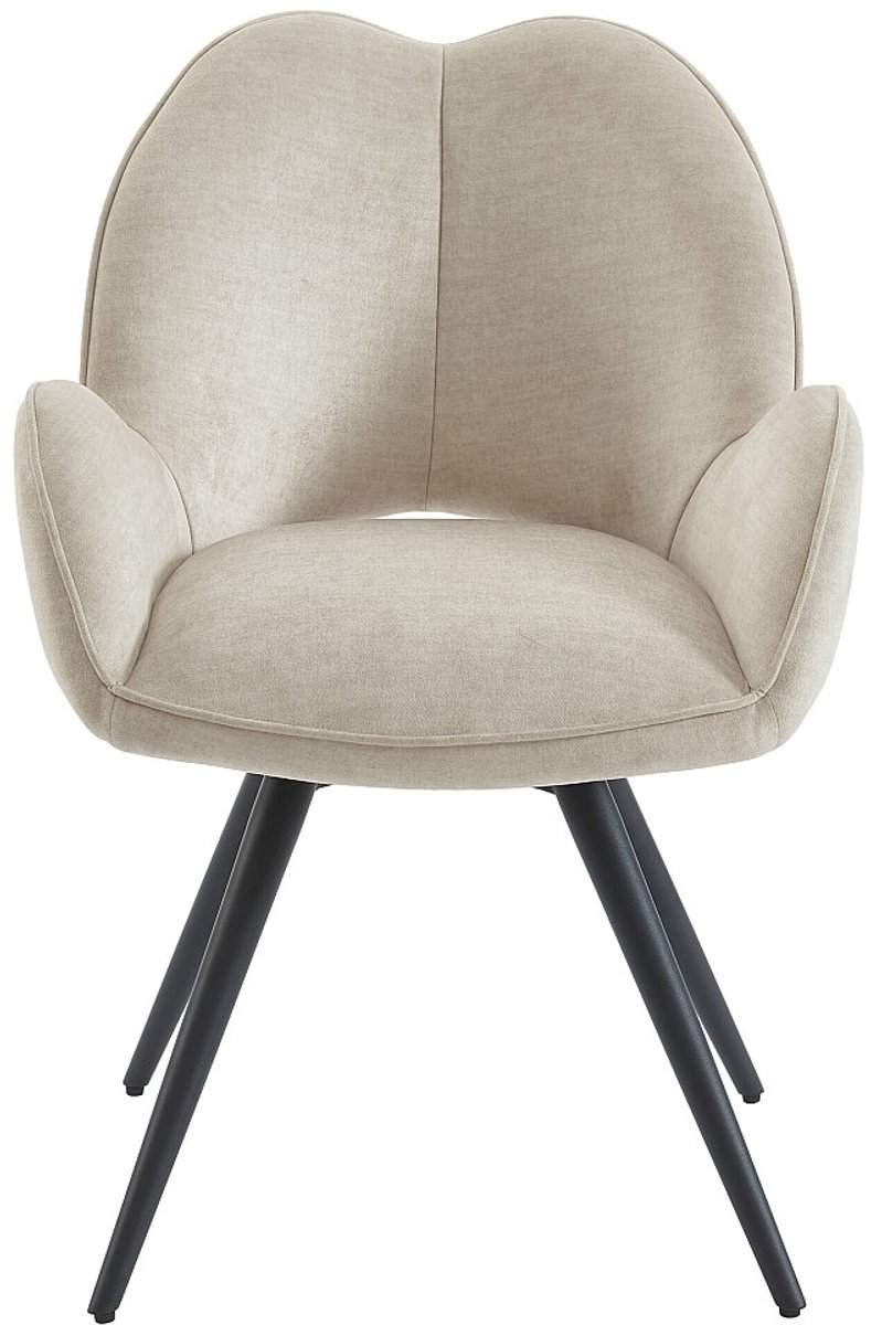 Vente-unique Set van 2 draaistoelen met armleuningen van stof en zwart metaal - Beige - GULSUN van Maison Céphy