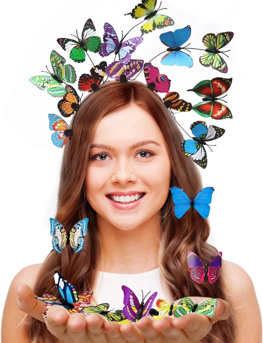 Haaraccessoires Set: Complete Vlinder Haarband en 8 Stuks Haarspelden voor Dames en Meisjes