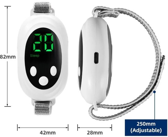 Slaaphulpmiddel - 1 stuk - Angstverlichtingsapparaat - Handheld - 8,2 × 4,2 × 2,8 cm - Laagfrequente puls - Verlicht angst - Bevordert de slaap - Bevordert rust - Oplaadbaar via USB - Wit — afbeelding 5