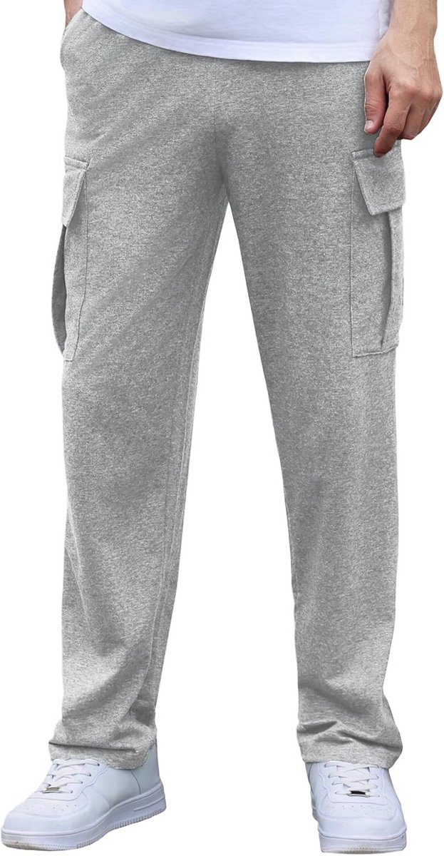 Comfortabele Heren Joggingbroek Katoen met Brede Pijpen en Zakken