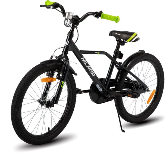 Hiland Stoere Jongensfiets - 20 Inch - Met Zijwieltjes & Standaard - Handrem & Terugtraprem - Zwart/Groen - Geschikt voor buitenactiviteiten in de lente van Hiland — afbeelding 5